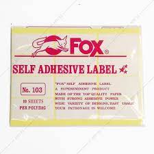 Fox Self Adhesive Label / กระดาษฉลากสติ๊กเกอร์ 99 - 108 / แพ็ค 10 แผ่น