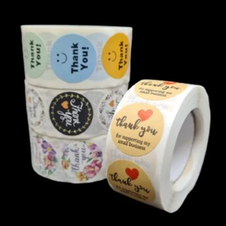(350-500ดวง/1ม้วน) สติ๊กเกอร์ Thank you กว้าง 2.5 cm [ii]