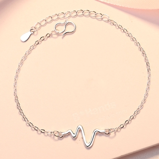 สร้อยข้อมือเงินแท้ S925 เครื่องประดับสตรีเครื่องประดับเกาหลีสร้อยข้อมือ Heartbeat