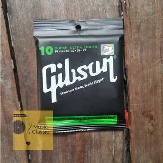 Gibson สายกีตาร์โปร่ง เบอร์10 แถมฟรี ปิ๊กดีดกีต้าร์ "1 ชุดครบ 6 เส้น"