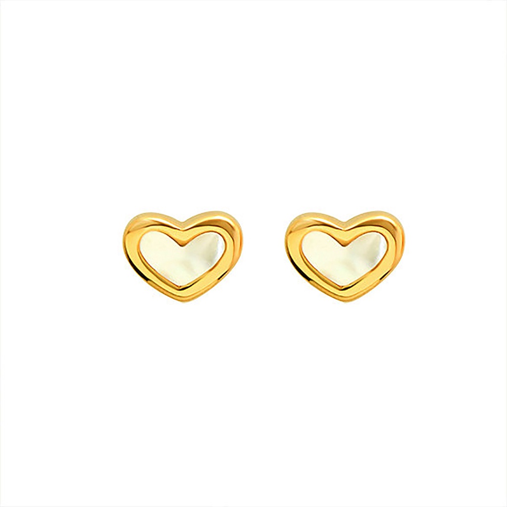 Vnox Heart Shell Earrings with Butterfly Earplugs,18k Anti Allergy Stud Ears,Vintage Minimalist Ins Jewelry