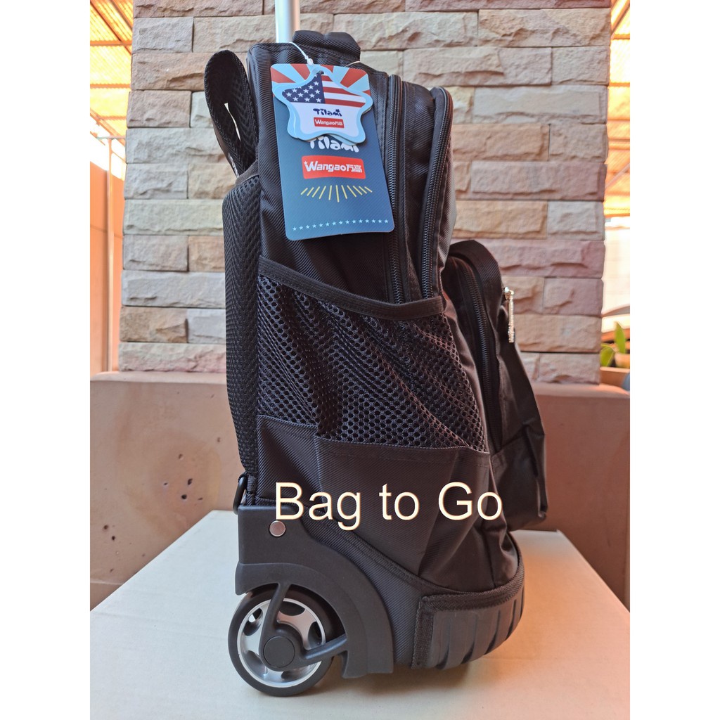 เครื่องประดับสำหรับเด็ก♙ﺴ☞Tilami กระเป๋านักเรียนล้อลาก สีดำ18"Lotใหม่เนื้อผ้า600DPVC กระเป๋าเป้ล้อลาก กระเป๋าล้อลาก พร้อ