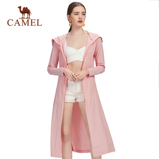 Camel เสื้อคลุมกันแดด ตัวยาว ผ้าไหมเรยอน ระบายอากาศ ป้องกันรังสียูวี สําหรับกลางแจ้ง