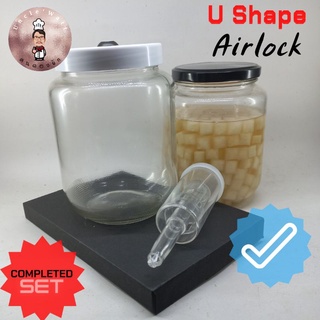 ขวดแก้ว ดองผัก หมักไวน์  ขนาด 810 ML. พร้อมแอร์ล๊อค  U Shape Airlock พร้อมใช้งาน