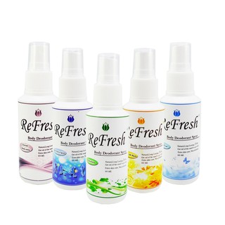 Refresh สเปรย์ระงับกลิ่นกาย Deodorant Spray ชุดsetสำหรับผู้ชาย 5 แบบ 60ml. แพ็ค 5 ขวด