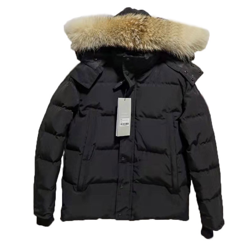 หลังการขายClassic Fashion Real Coyote Fur Winter Mens Canadian CG Wyndham Parka Goose Down Jacket  Outdoor Coat Wnd Wate