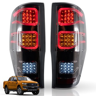 ชุด โคมไฟท้าย ไฟท้าย ไฟแต่งท้าย Led V2 สีสโมค สำหรับ Ford Ranger ปี 2012-2018