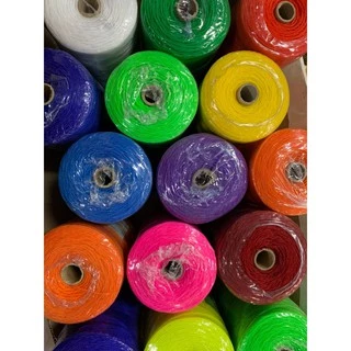 ด้ายโปลีสีหลอดใหญ่ เบอร์380/6 ขนาด500กรัม/หลอด ถัก ทอสานทอเช่น เปล ตะกร้า กระเป๋า