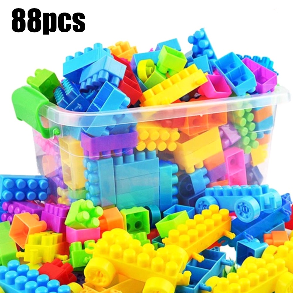 Little บล็อคตัวต่อ 88pcs ชิ้นพร้อมกล่องช่วยเสริมพัฒนาการสร้างความคิดของเล่นเด็ก Toys