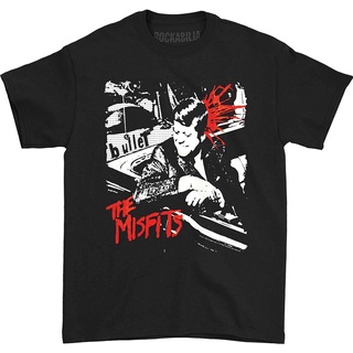 เสื้อยืดวินเทจ100%cotton เสื้อยืดคอวีผู้ชาย Impact The Misfits Bullet Adult Tee Black men เสื้อ ยืด ผู้ชาย คอกลม โอเวอร์