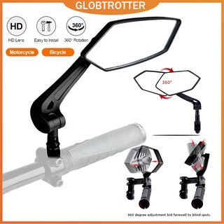 Globetrotter กระจกมองหลังอลูมิเนียม ทรงสี่เหลี่ยมผืนผ้า แบบสากล สําหรับติดแฮนด์รถจักรยาน รถมอเตอร์ไซค์