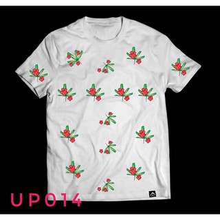 เสื้อยืด สีขาว ลายดอกไม้ (up014)