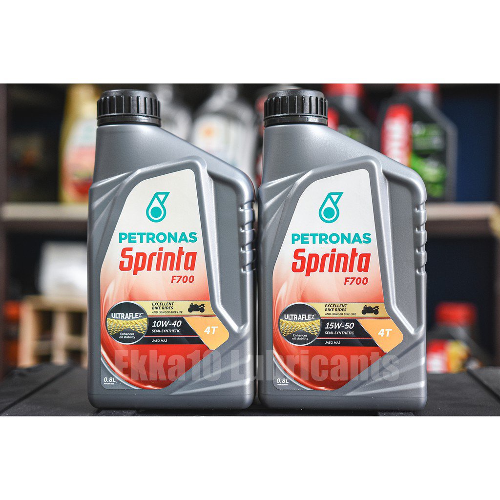 Petronas Sprinta F700 4T 10W40 และ 15W50 ขนาด 0.8 ลิตร น้ำมันเครื่องกึ่งสังเคราะห0
