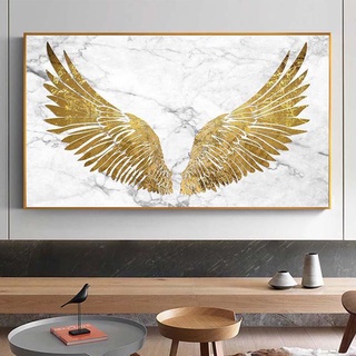 ภาพจิตรกรรมฝาผนัง รูปปีกนางฟ้า สีทอง สําหรับตกแต่งบ้าน ห้องนั่งเล่น