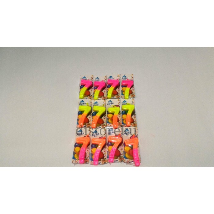 LILIN WHOLESALE เทียนวันเกิด Number 7 SEVEN alaska สีรุ้งสีสันสดใสสดใส @12