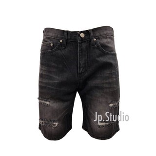 Jp.Studio Shorts mens กางเกงยีนส์ขาสั้นชายสีดำฟอก แต่งขาดเซอร์ เอว 28-38”