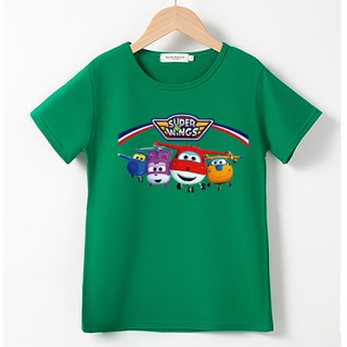 Babykidsเสื้อผ้าเด็กเสื้อคอกลมแขนสั้นคแตตแน100%ลายเครื่องบินผ้านุ่มใส่สบาย