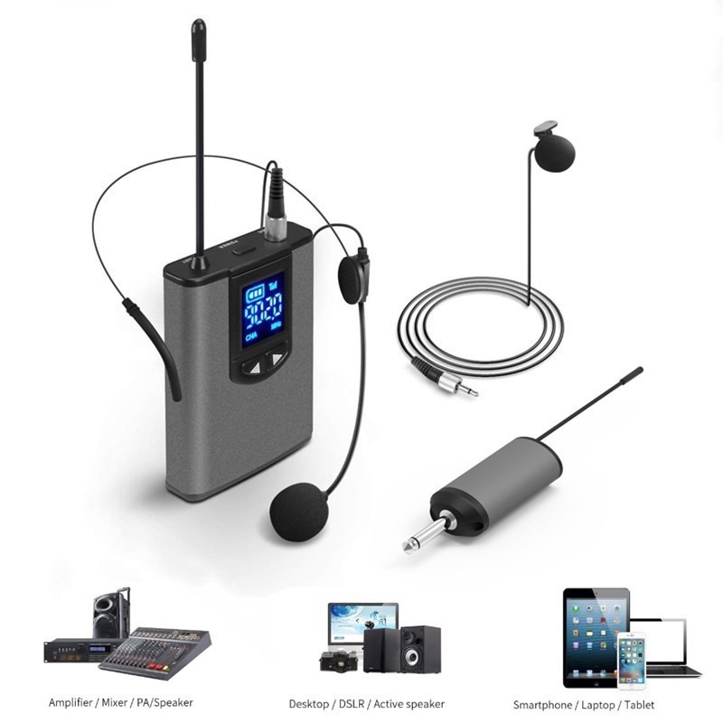ไมค์ไร้สาย ไมค์ไลน์สดบลูทูธ ไมโครโฟนไร้สายพร้อม WIRELESS MICROPHONE  UHF Bodypack