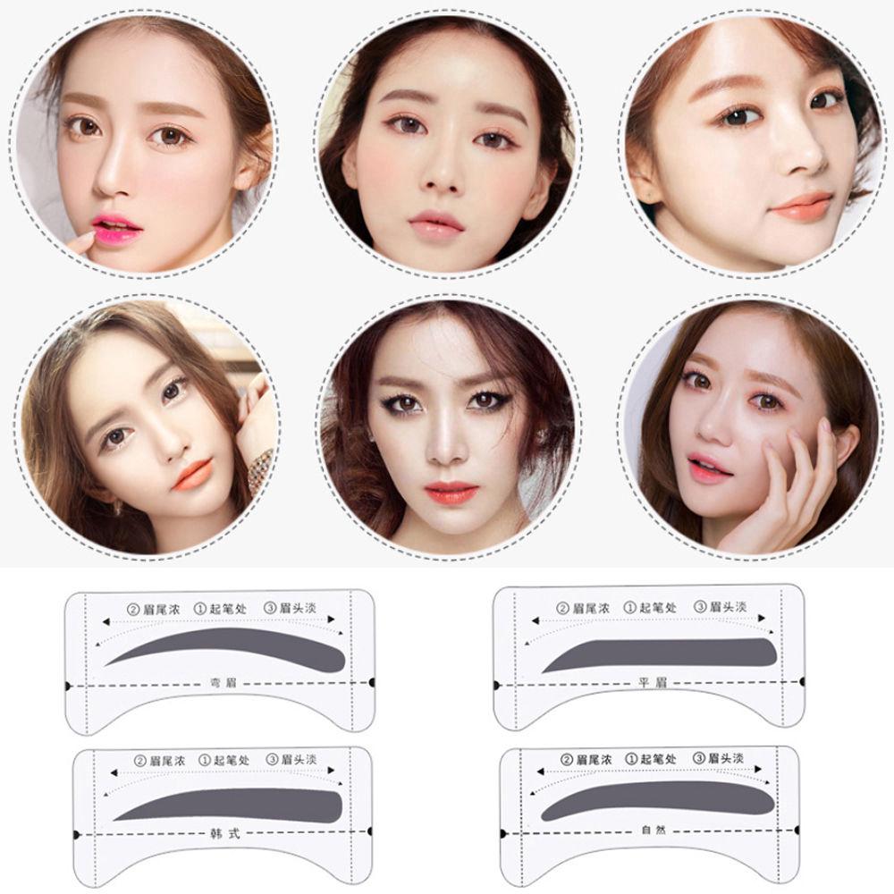 4 Sheets/8 Pairs Eyebrow Template Stickers Eyebrow Stencils Drawing Card