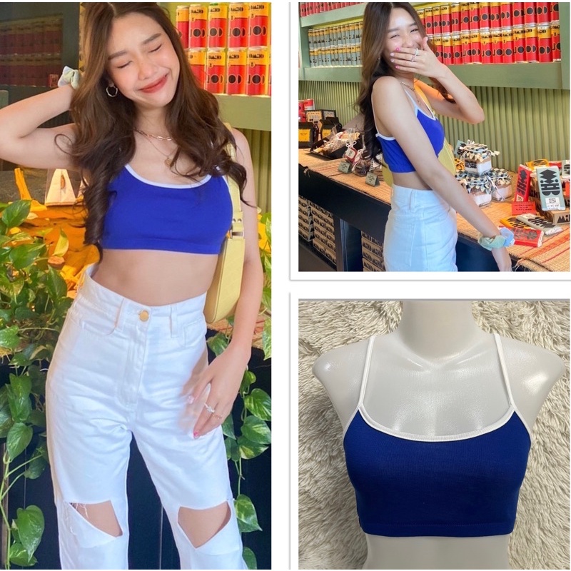 Summer Top เสื้อสายเดี่ยว ผ้าร่องrib อก26”-34”