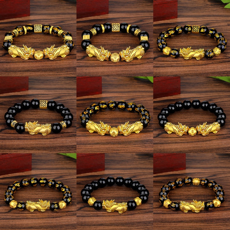สร้อยข้อมือปี่เซียะทอง 3D สำหรับผู้ชาย/สร้อยข้อมือลูกปัดโมราพุทธ