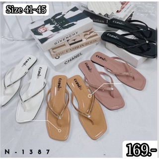 👠sz.41-45 รองเท้าแตะหูหนีบทรงหรู ไม่มีส้น