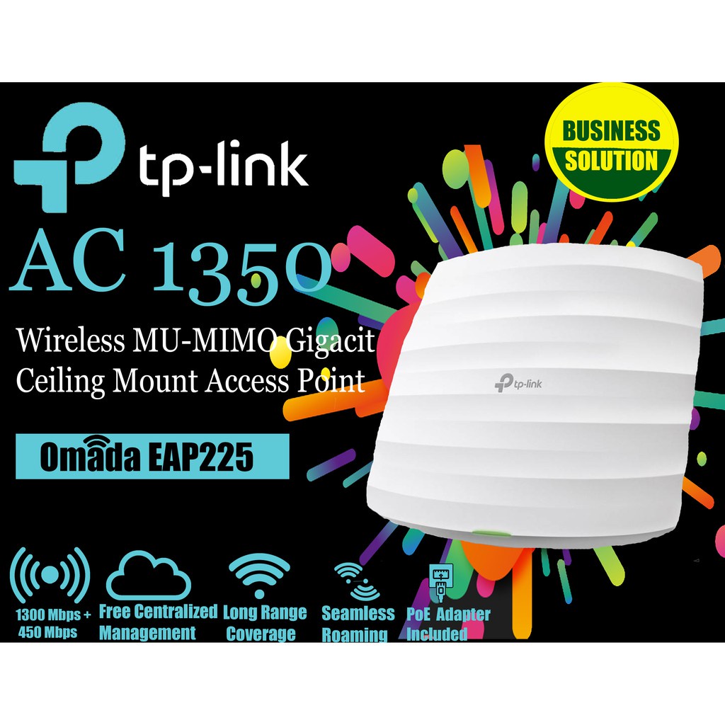 TP LINK OMADA EAP225 Wireless MUMIMO Gigabit Ceiling Mount Access Point AC1350 08zn0z4hck