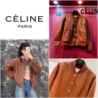 เสื้อแจ็คเก็ตแขนยาว CELINE TRIOMPHE BLOUSON JACKET IN SOFT LAMPSKIN