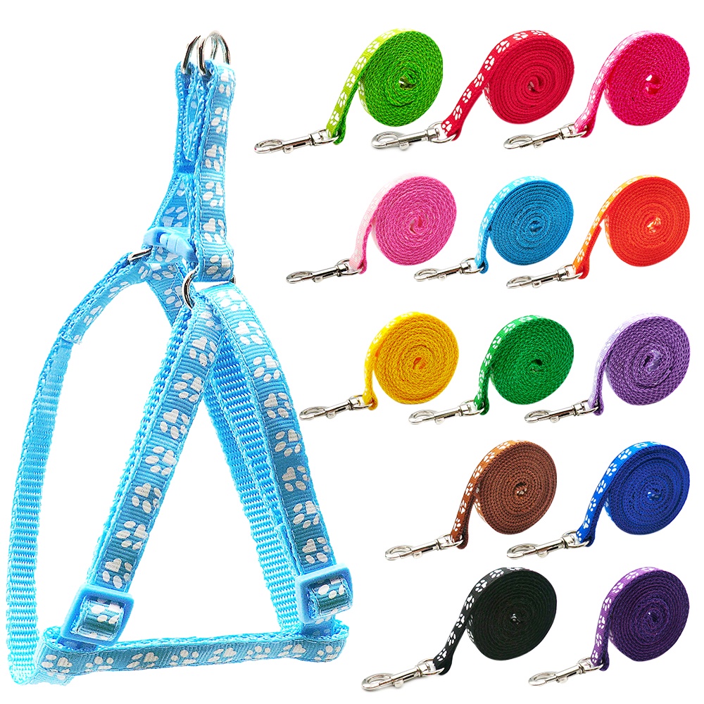 w24sets-adjustable-pet-dog-colorful-harness-set-dog-leashes-printed-paw