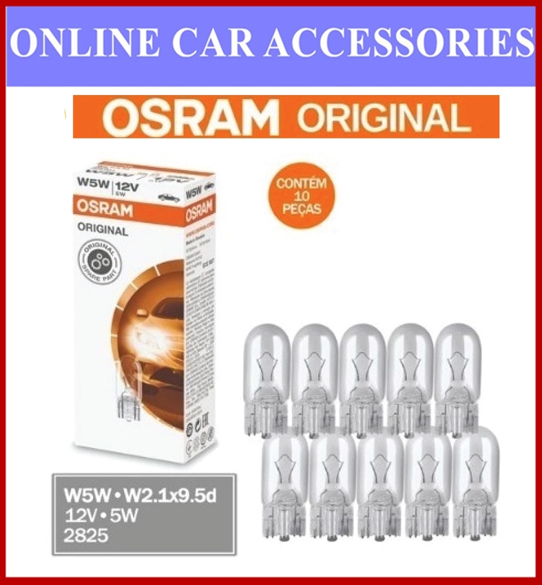 OSRAM 2825 (4090) W5W 12V 5W W2.1X9.5d T10 หลอดไฟอัตโนมัติ (10 ชิ้น)