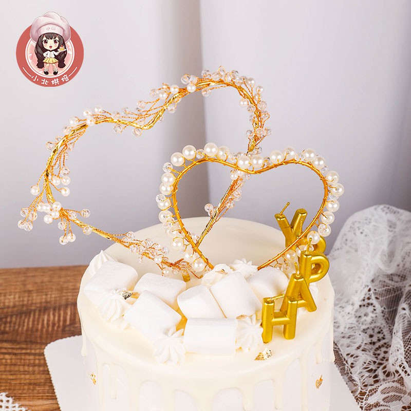 American Polyester Pearl Love Card Creative Birthday Cake Decoration ...