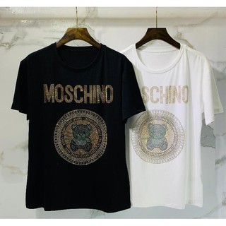 MOSCHINO Fashion Cotton New Unisex Short Sleeve T-Shirtเสื้อยืด