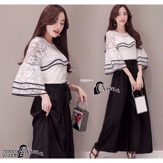 เสื้อแขนระบาย+กางเกง