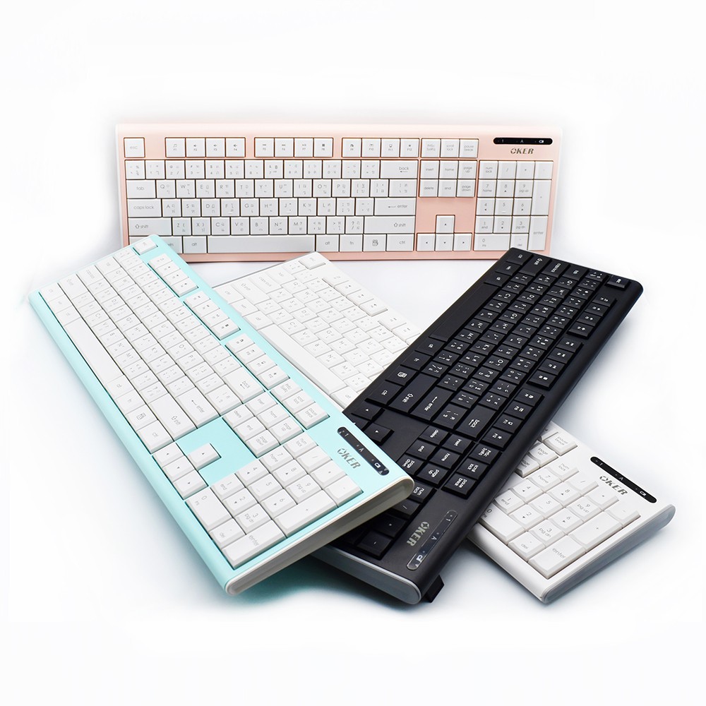 ✚OKER ชุดคีบอร์ดเมาส์ไร้สาย Wireless keyboard mouse Combo set รุ่น K9300/ik7500