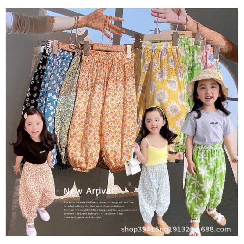 พร้อมส่งจากไทย กางเกงขายาวลายดอกเด็ก size80-140