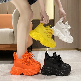 (M146)รองเท้าผ้าใบเสริมส้น สูง9cm/3.6นิ้ว Sz.34-39 (ส้ม,ดำ,ขาว,เหลือง) **𝓟𝓻𝓮-𝓞𝓻𝓭𝓮𝓻