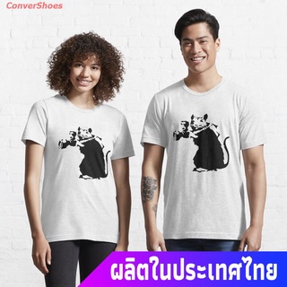 เสื้อยืดลำลอง Banksy Rat Photographer Essential T-Shirt Sports T-shirt