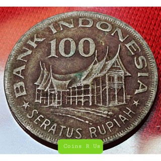 เหรียญต่างประเทศ อินโดนีเซีย ปี 1978 ชนิด 100 Rupiah ขนาด 28.5 มม. ผ่านใช้ ดำขำ น่าสะสม