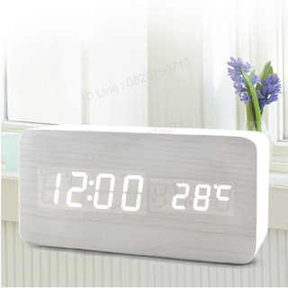 EDWING Wood Clock นาฬิกาปลุก Led พร้อมฟังก์ชั่นวัดอุณหภูมิ แบบไม้ USB/AAA