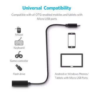 UGREEN รุ่น 10396 Micro USB to USB 2.0 สายยาว 12cm, OTG Cable On The Go Adapter Male Micro-USB to Female USB