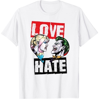 เสื้อยืดผ้าฝ้ายพรีเมี่ยม เสื้อยืด พิมพ์ลาย Harley Quinn Joker Love Hate สําหรับผู้ชาย