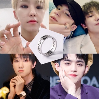 🤩Korean idol mens group SEVENTEEN hollow titanium steel ring trend fashion men and women couple ring jewelry gift