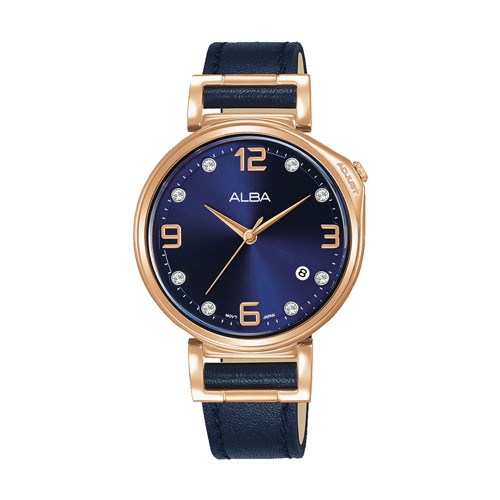 ALBA นาฬิกาข้อมือผู้หญิง สายหนัง สีน้ำเงิน รุ่น AG8J28X,AG8J28X1