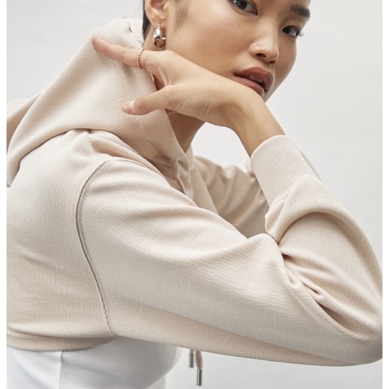 เสื้อฮู้ดแขนยาวทรงครอป pomelo Shopee Thailand