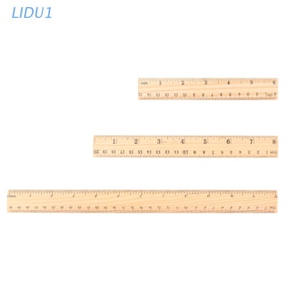 LIDU1  15cm 20cm 30cm Wooden Ruler Double Sided Student School Office Measuring Tool