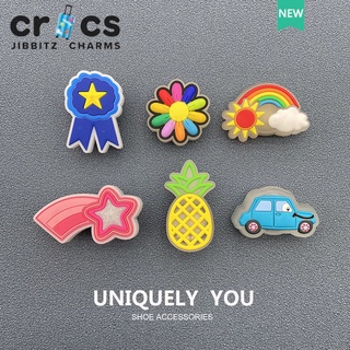 Crocs jibbitz charms จี้รูปดอกไม้ 3D มีไฟ LED แฟชั่น อุปกรณ์เสริม สําหรับรองเท้า crocs