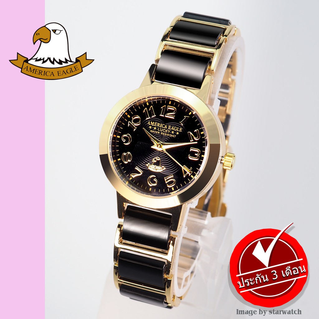 นาฬิกา AMERICA EAGLE สำหรับผู้หญิง สายสแตนเลส รุ่น AE037L –  BlackGold/ Black