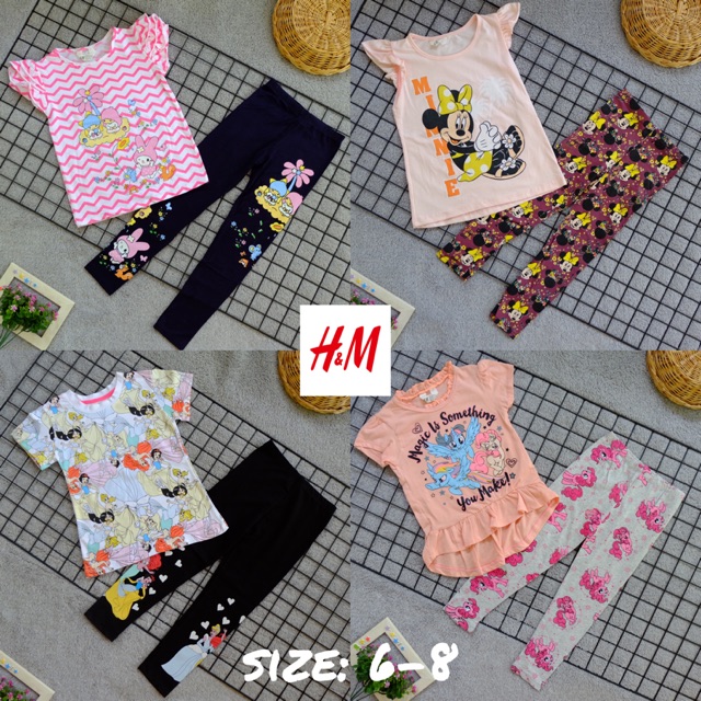 มีเก็บปลายทาง‼️งานป้ายH&M : ชุดเซตขายาว ลายการ์ตูน เอลซ่า โพนี่ มินนี่ ลิตเติ้ลทวิน : size 6-8