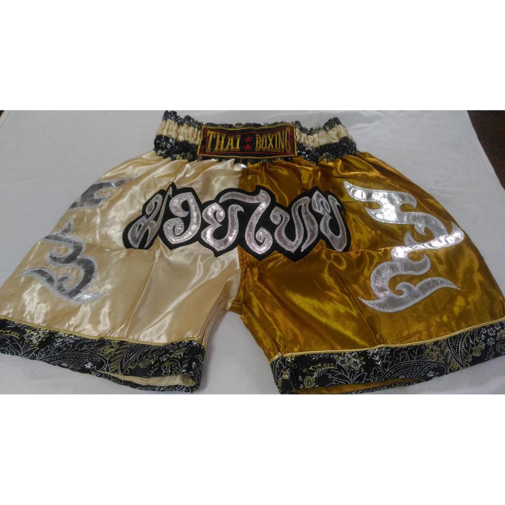 กางเกงมวยไทย – เด็ก – S -Kombat Gear Muay Thai Boxing shorts Gold Two Tones Pattern ราคา ถูกที่สุด ดีลบีเคเค แกลเลอรีภาพที่ 2