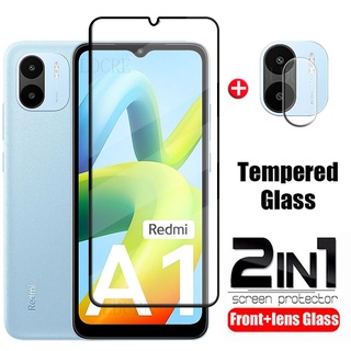 2in1 ฟิล์มกระจกนิรภัยกันรอยหน้าจอ แบบเต็มจอ สําหรับ Redmi A2 4G A1 RedmiA1 RedmiA2